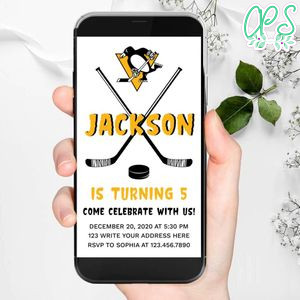 Electronic Pittsburgh Penguins Electronic Invite Birthday Invitation Template Instant Download