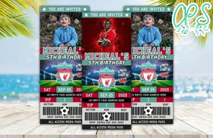 Editable Liverpool FC Birthday Ticket Invite DIY