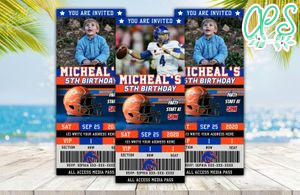 Editable Boise State Broncos Birthday Ticket Invitations Instant Download