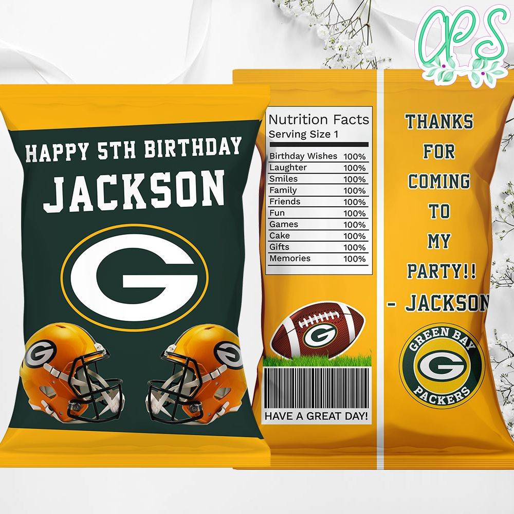 Printable Green Bay Packers Birthday Chip Bags Instant Download