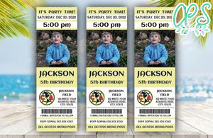 Club America Birthday Ticket With Photo Invitation Instant Download