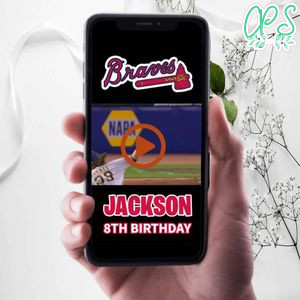 Atlanta Braves Birthday Video Invitation Digital Template Customizable Instant Download