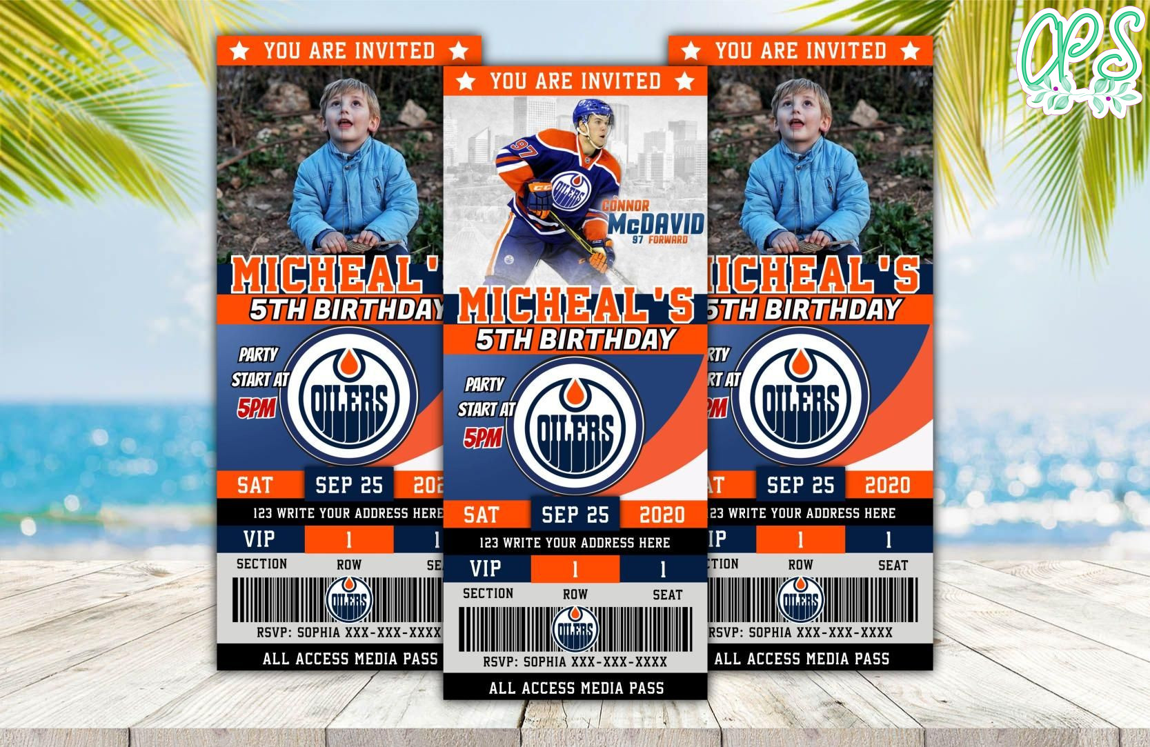 Editable Edmonton Oilers Birthday Ticket Invitations