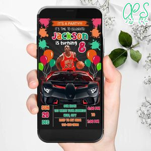 Mobile Michael Jordan Drive By Birthday Parade Electronic Invite Invitation Template Instant Download