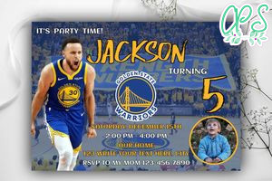 Golden State Warriors Birthday Flyer Template to Print at Home Instant Download