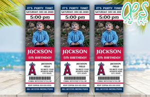 Printable Los Angeles Angels Birthday Ticket With Photo Invitation Instant Download
