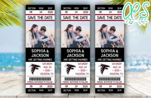 Editable Atlanta Falcons Save The Date Wedding Engagement Announcement Ticket Invitation Instant Download
