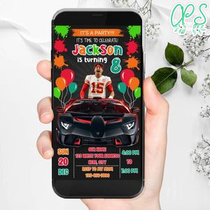 Mobile Patrick Mahomes Kansas City Chiefs Drive By Birthday Parade Electronic Invite Invitation Template Instant Download