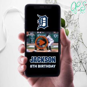 Detroit Tigers Birthday Video Invitation Digital Template Customizable Instant Download