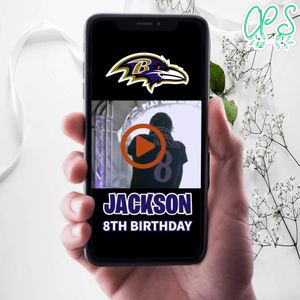 Baltimore Ravens Birthday Video Invitation Digital Template Customizable Instant Download