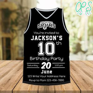 San Antonio Spurs Jersey Birthday Flyer Instant Download