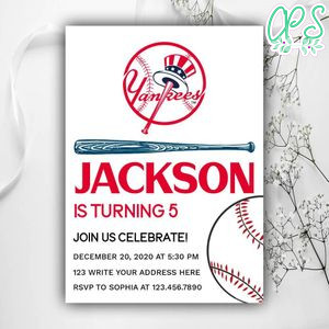 Printable New York Yankees Birthday Invitations Instant Download