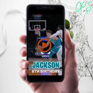 Charlotte Hornets Birthday Video Invitation Digital Template Customizable Instant Download