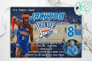 Oklahoma City Thunder Birthday Invitation Template to Print at Home Instant Download