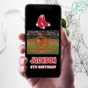 Boston Red Sox Birthday Video Invitation Digital Template Customizable Instant Download