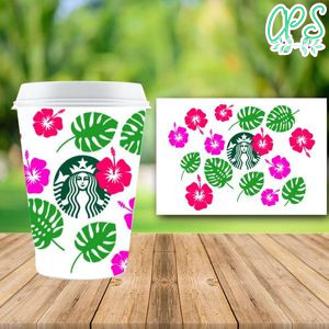 Starbucks Wrap Flower PNG File template Instant Download