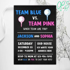 Golf Team Pink Or Team Blue Invitation Instant Download