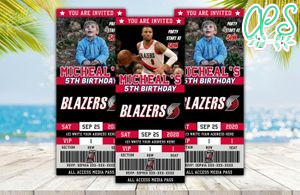 Editable Portland Trail Blazers Birthday Ticket Party Invitation Instant Download