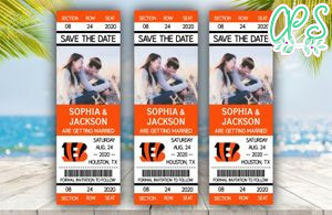 Cincinnati Bengals Save The Date Wedding Engagement Announcement Ticket Invitation Instant Download
