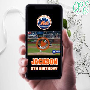 New York Mets Birthday Video Invitation Digital Template Customizable Instant Download