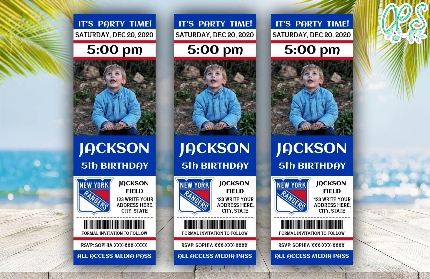 Printable New York Rangers Birthday Ticket Invitations DIY
