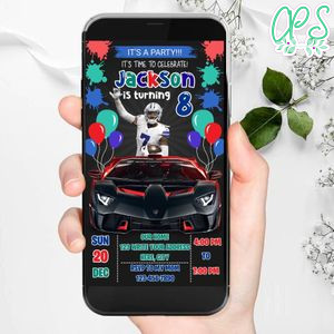 Mobile Trevon Diggs Dallas Cowboys Drive By Birthday Parade Electronic Invite Invitation Template Instant Download