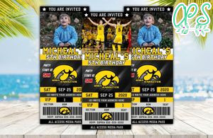 Iowa Hawkeyes Basketball Ticket Birthday Editable Templates Instant Download