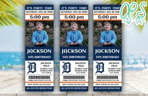 Printable Detroit Tigers Birthday Ticket With Photo Invitation Instant Download