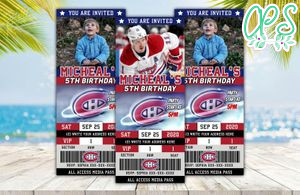 Editable Montreal Canadiens Birthday Ticket Invites Instant Download