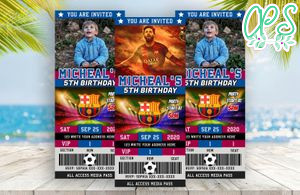 Lionel Messi Barcelona FC Party Ticket Invitations Instant Download
