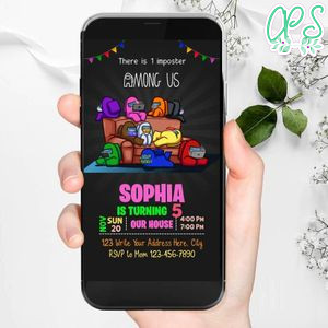 Electronic Girl Among Us Electronic Invite Invitation Instant Download