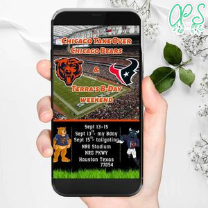 Chicago Bears vs Houston Mobile Invitation Customizable Template Instant Download