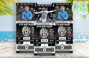Editable Cristiano Ronaldo Juventus Birthday Ticket Invitations Instant Download