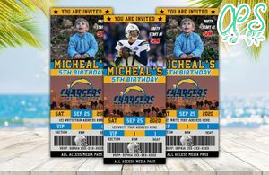 Editable Los Angeles Chargers Birthday Ticket Invitation Instant Download