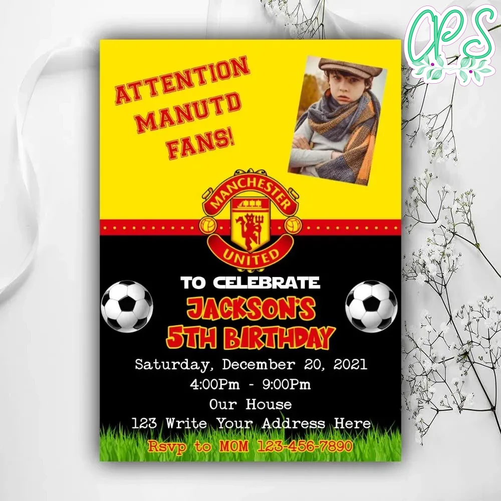 Printable Manchester United Birthday Invitation With Photo DIY