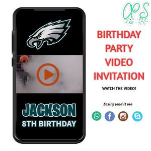 Philadelphia Eagles Birthday Video Invitation Digital Template Customizable Instant Download
