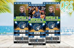Minnesota Lynx Ticket Birthday Editable Templates Instant Download