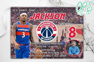Washington Wizards Birthday Flyer Template to Print at Home Instant Download