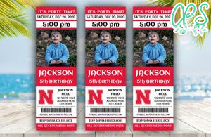 Printable Nebraska Cornhuskers Birthday Ticket With Photo Invitation Instant Download