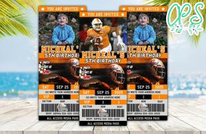 Editable Tennessee Volunteers Birthday Ticket Invitations Instant Download