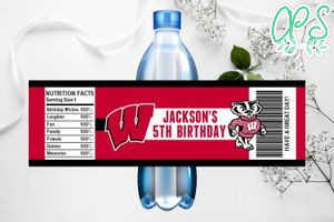 Wisconsin Badgers Water Bottle Labels Instant Download