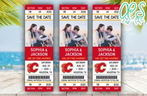 Calgary Flames Save The Date Wedding Engagement Announcement Ticket Invitation Instant Download