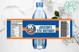 Printable New York Islanders Water Bottle Labels Instant Download