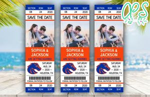 Editable Boise State Broncos Save The Date Wedding Engagement Announcement Ticket Invitation Instant Download