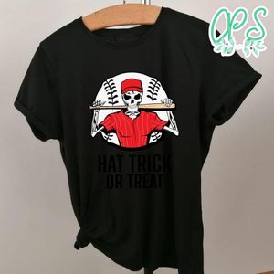 Skeleton Hat Trick or Treat Baseball Shirt Shirt