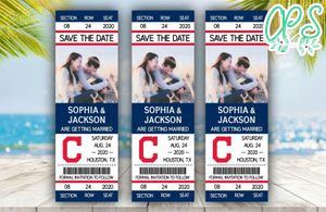 Editable Cleveland Indians Save The Date Wedding Engagement Announcement Ticket Invitation Instant Download