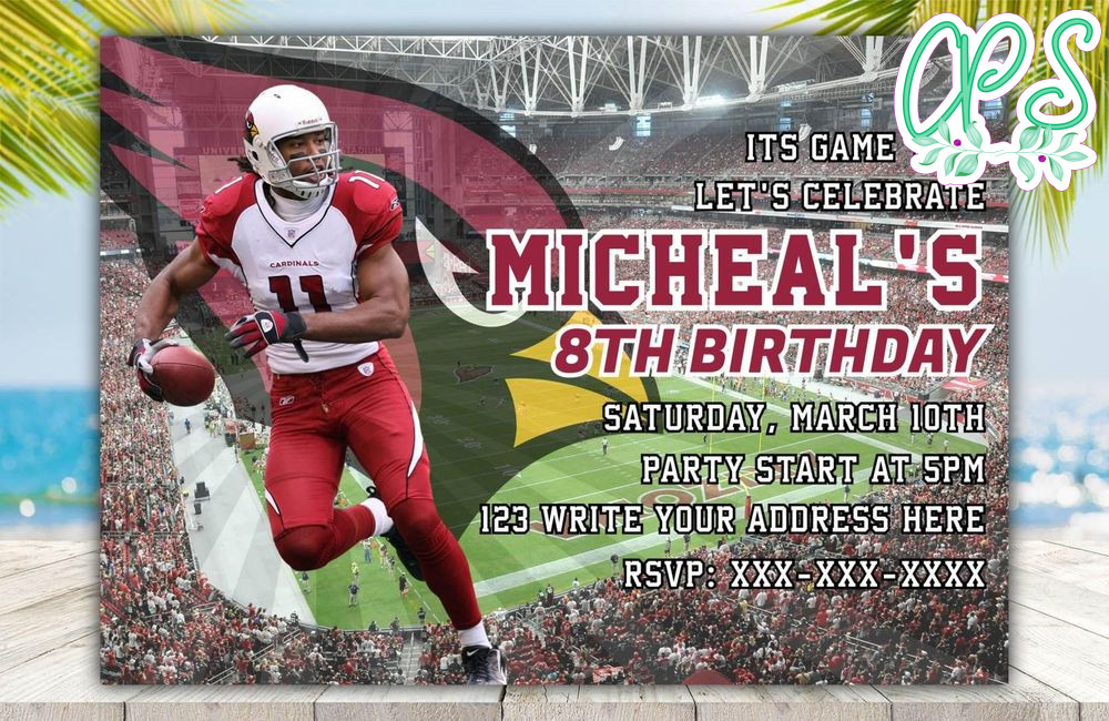Editable Arizona Cardinals Birthday Flyer Instant Download