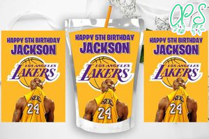 Printable Kobe Bryant Los Angeles Lakers Birthday Capri Sun Juice Label Instant Download