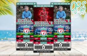 Editable Liverpool FC Birthday Ticket Invitations Digital File