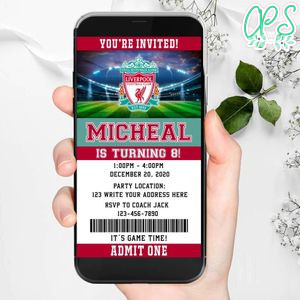 Electronic Liverpool Ticket Electronic Invite Birthday Invitation Instant Download